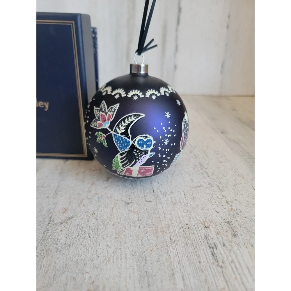 Vera Bradley night sky owl ball glass bird Xmas ornament glitter unique